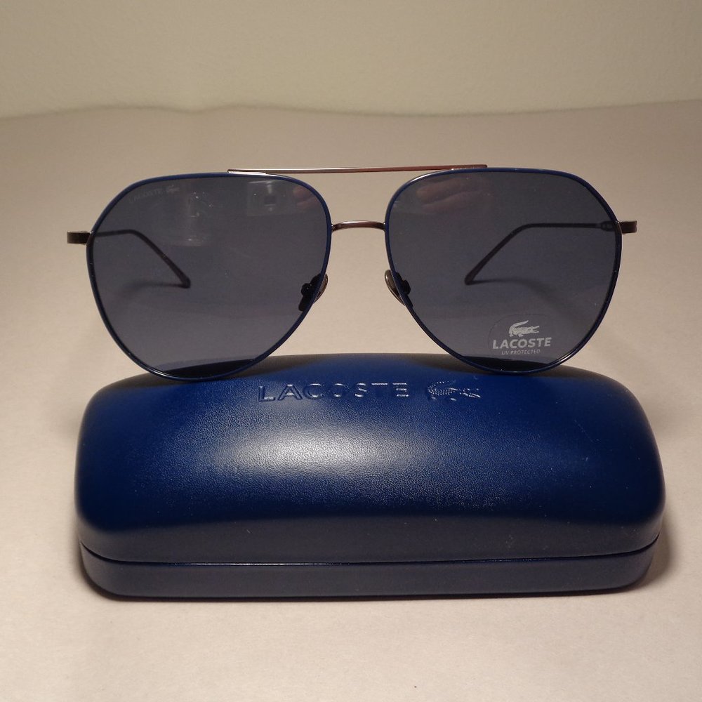 Lacoste L209S Silver Matte New Men's Aviator Sunglasses